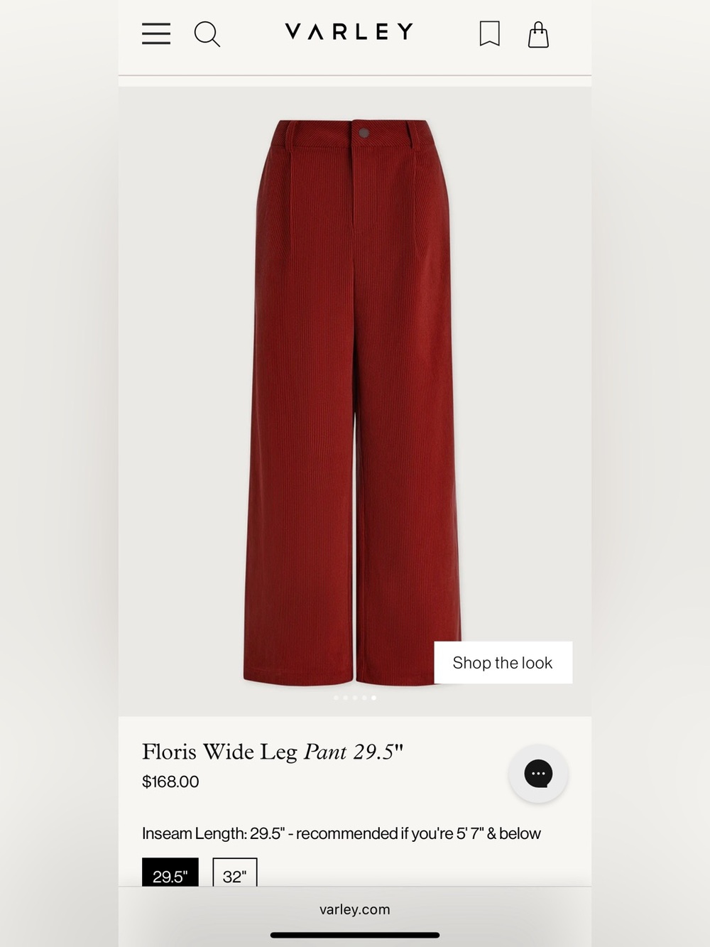 NWT Varley - Floris Wide Leg Pants - Red - Sz M
